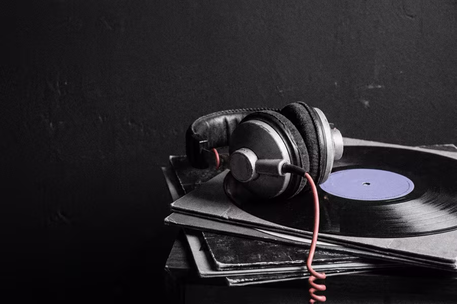 Person listening to music with headphones